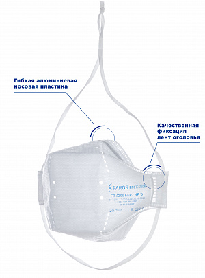Полумаска фильтрующая трехпанельная с защитой от аэрозолей (респиратор) FR 4200 FFP2 NR D STANDART 0