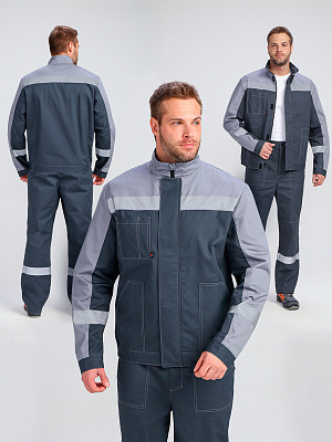 Костюм Бриготек-1 СОП (тк.Смесовая,260) брюки, т.серый/св.серый