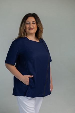 Блуза на молнии PLUS SIZE, синяя  в Тюмени 3