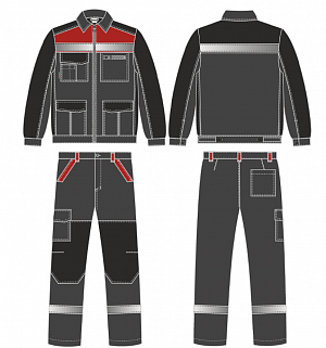 Костюм ProfLineBase-1 (тк.Твил,210) брюки, т.серый/черный/красный PROFLINE в Тюмени