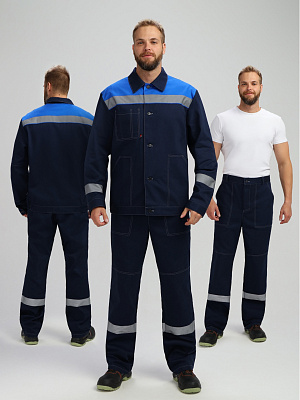 Костюм Лигор-1 СОП (тк.Саржа,250) брюки, т.синий/васильковый Факел Спецодежда в Тюмени