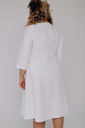 Халат двубортный на пуговицах Вероника PLUS SIZE, белый  в Тюмени 4